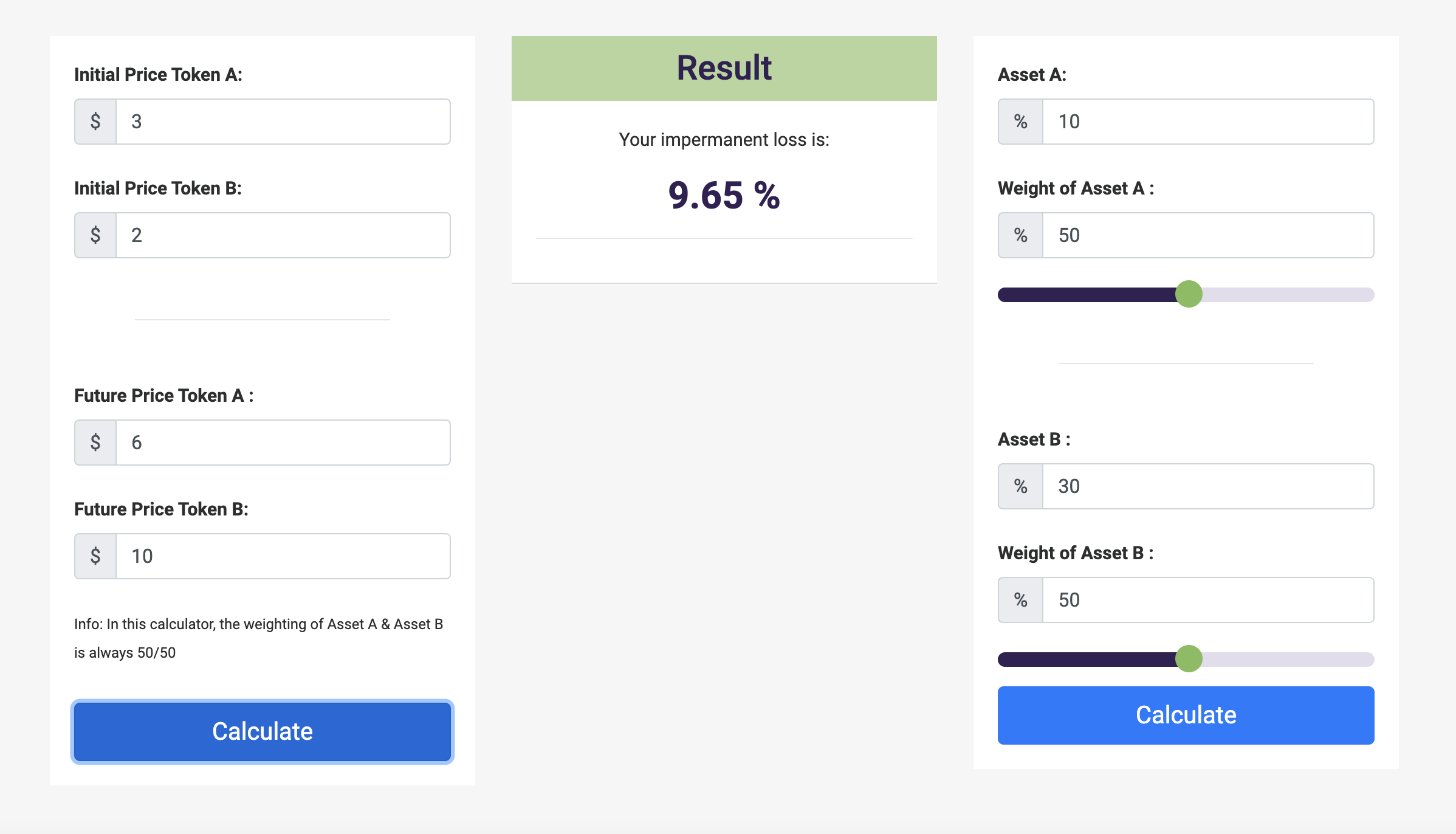 impermanent loss calculator